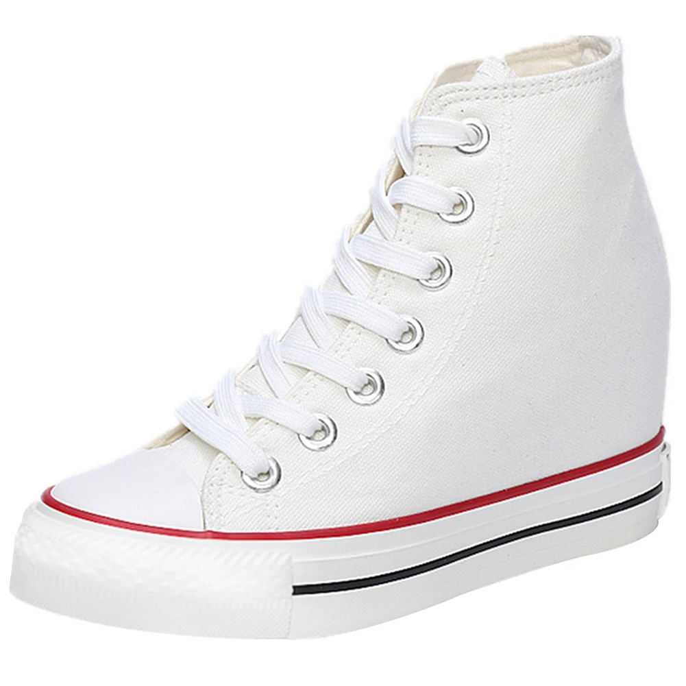 Platform Concealed Wedge Shoes Canvas Wedges Sneaker High Top Women's Shoes Platform Shoes Casual Women Shoes 34-39